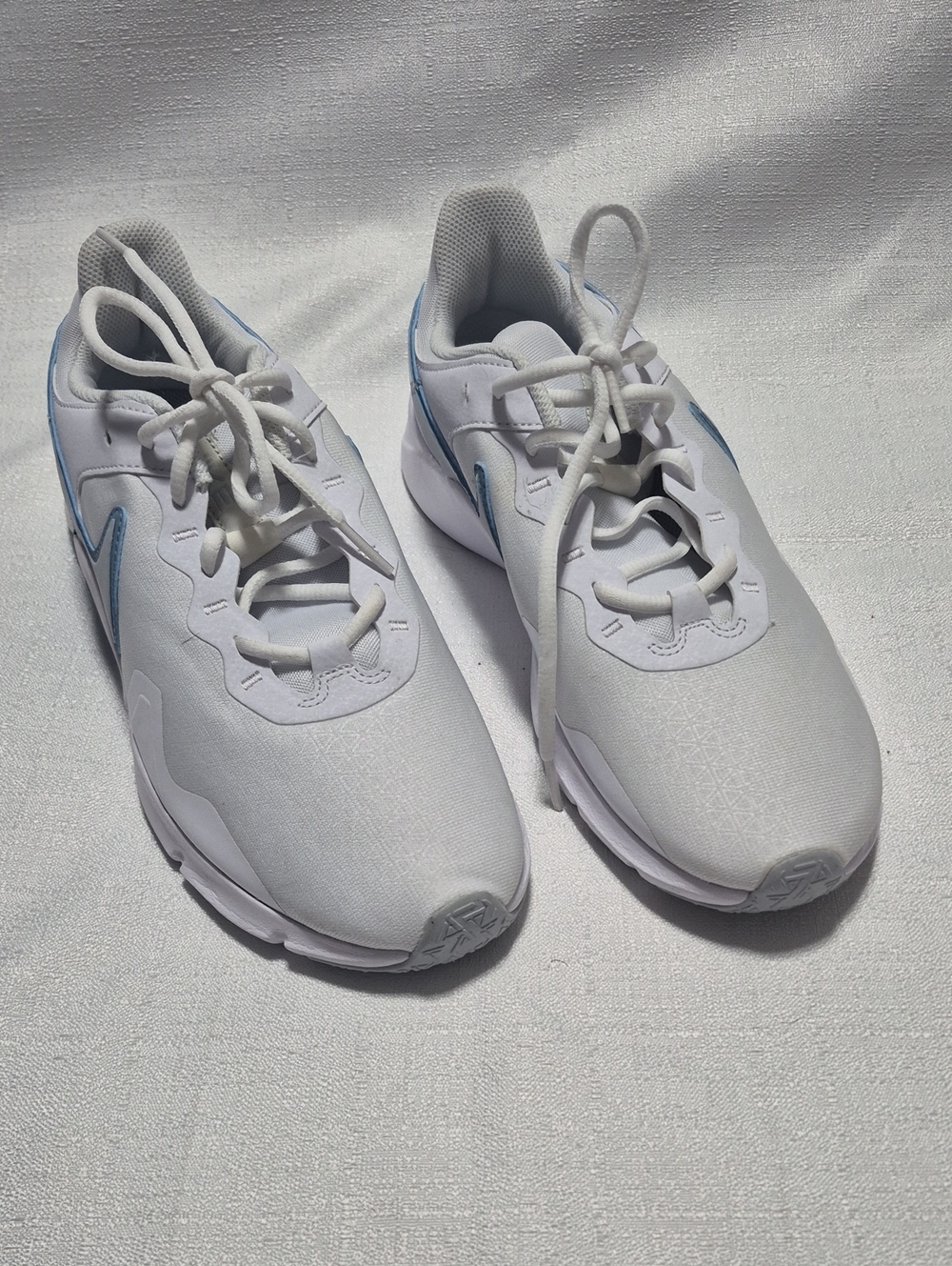 Nike Legend Essential White Sneakers Light Blue Accents Womens Size 11